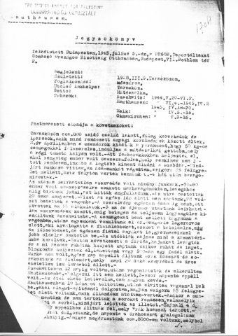 Részlet a Deportáltakat Gondozó Országos Bizottság által felvett jegyzőkönyvekből (Forrás: DEGOB-jegyzőkönyvek: 1704, MZSL)
